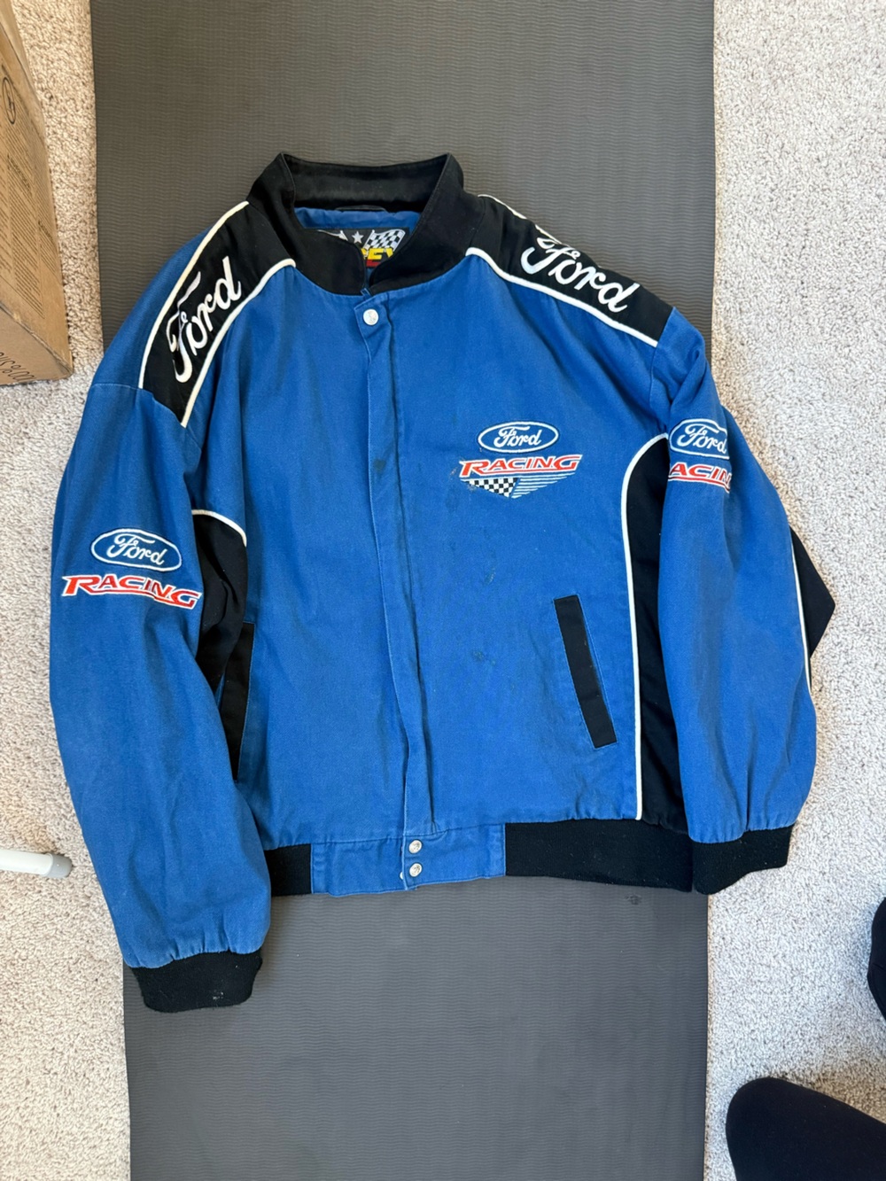 Ford Blue Racing Bomber Jacket with Black Accents